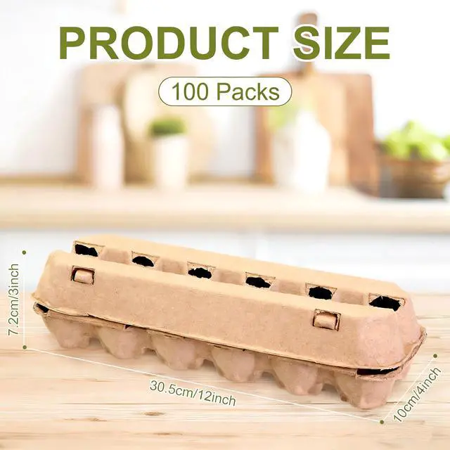 Alt view image 2 of 6 - 100 Pcs Air Vented Egg Cartons Bulk Holds up to 12 Eggs Strong Sturdy Natural Pulp Cardboard Material Egg Box Holder Crate
