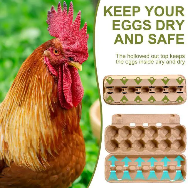 Alt view image 3 of 6 - 100 Pcs Air Vented Egg Cartons Bulk Holds up to 12 Eggs Strong Sturdy Natural Pulp Cardboard Material Egg Box Holder Crate