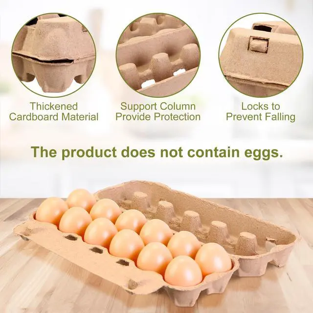 Alt view image 4 of 6 - 100 Pcs Air Vented Egg Cartons Bulk Holds up to 12 Eggs Strong Sturdy Natural Pulp Cardboard Material Egg Box Holder Crate