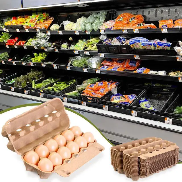 Alt view image 5 of 6 - 100 Pcs Air Vented Egg Cartons Bulk Holds up to 12 Eggs Strong Sturdy Natural Pulp Cardboard Material Egg Box Holder Crate