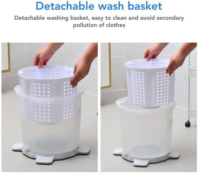 Alt view image 4 of 6 - Portable Hand Crank Washing Machine non electric Manual Washing Machine Clothes Washer for Dormitory Apartment Camping & Tiny Spaces Nordic Grey