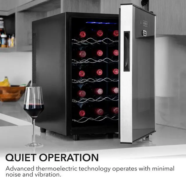 Alt view image 3 of 6 - WC-201TDa Thermoelectric Wine Fridge, Freestanding Wine Cooler Refrigerator With Glass Door, Gray, 20 Bottle Capacity