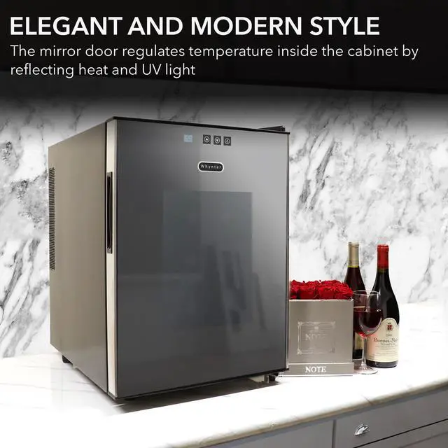 Alt view image 6 of 6 - WC-201TDa Thermoelectric Wine Fridge, Freestanding Wine Cooler Refrigerator With Glass Door, Gray, 20 Bottle Capacity