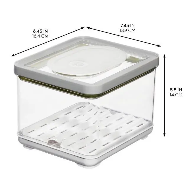 Alt view image 3 of 6 - Small and Large Fridge Produce Bins with Removable Drainage Trays and Lids - Set of 3 - Gray