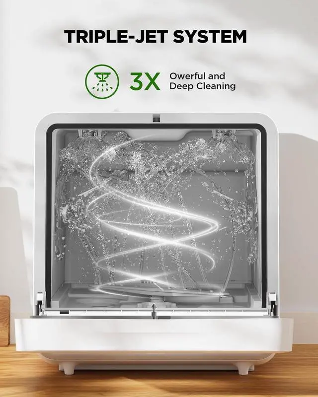 Alt view image 3 of 6 - Portable Countertop Dishwasher with App Control, Mini Dishwasher with 5L Water Tank for Apartments/RVs No Hookup Needed, Dish washer with 8 Wash Programs 4 Place Settings Auto Air Dry