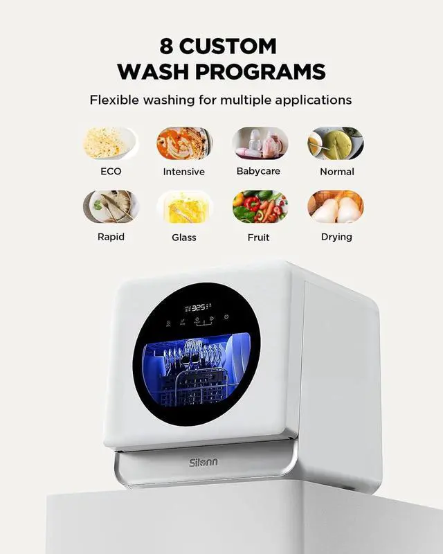Alt view image 5 of 6 - Portable Countertop Dishwasher with App Control, Mini Dishwasher with 5L Water Tank for Apartments/RVs No Hookup Needed, Dish washer with 8 Wash Programs 4 Place Settings Auto Air Dry