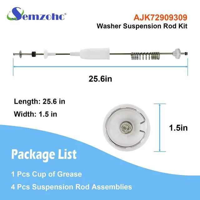 Alt view image 2 of 6 - AJK72909309 Washer Suspension Rod Kit 25.6 inch Fit for ken-more L.G | 79629272001 79629272901 79629278001 7962947200, Replaces 2758536 AP5736191 PS8690496, EAP8690496, Top Load Washing Machine