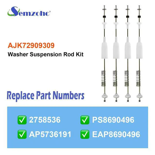 Alt view image 3 of 6 - AJK72909309 Washer Suspension Rod Kit 25.6 inch Fit for ken-more L.G | 79629272001 79629272901 79629278001 7962947200, Replaces 2758536 AP5736191 PS8690496, EAP8690496, Top Load Washing Machine