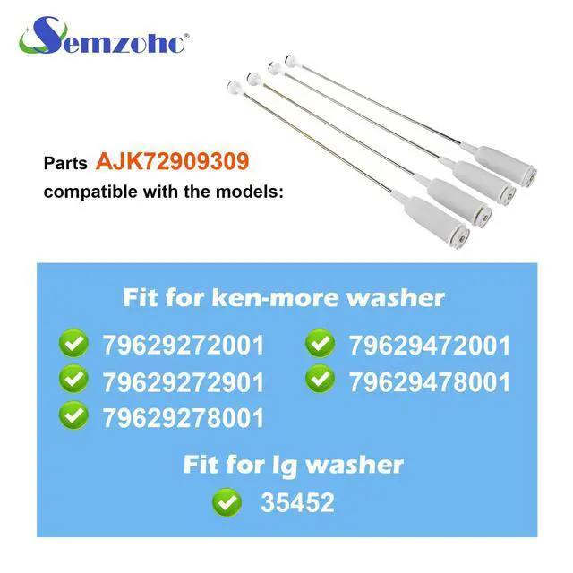 Alt view image 4 of 6 - AJK72909309 Washer Suspension Rod Kit 25.6 inch Fit for ken-more L.G | 79629272001 79629272901 79629278001 7962947200, Replaces 2758536 AP5736191 PS8690496, EAP8690496, Top Load Washing Machine
