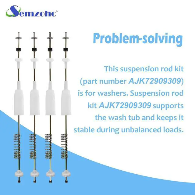 Alt view image 5 of 6 - AJK72909309 Washer Suspension Rod Kit 25.6 inch Fit for ken-more L.G | 79629272001 79629272901 79629278001 7962947200, Replaces 2758536 AP5736191 PS8690496, EAP8690496, Top Load Washing Machine
