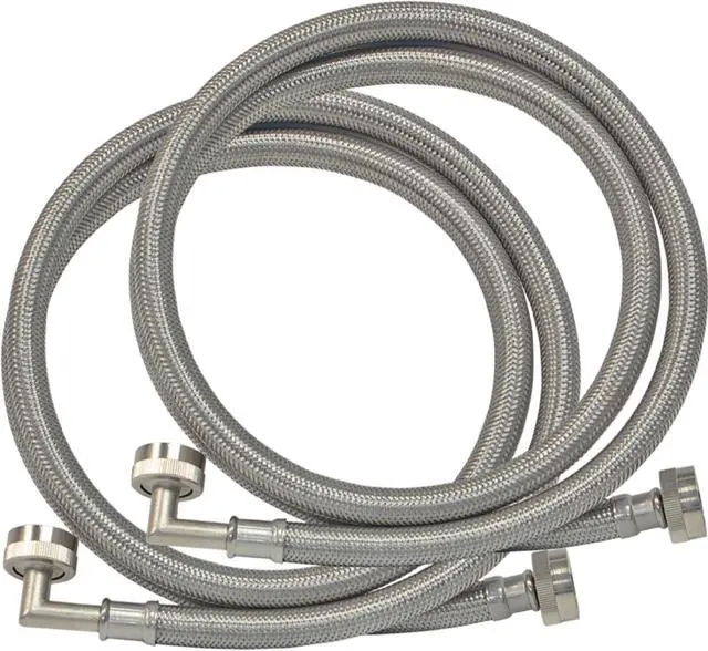 Main image of 5 ft Washing Machine Hose Connectors with Elbows, Pack of 2, 3/4 in FHT x 3/4 in FHT, Braided Stainless Steel, 41065 (Pack of 24)