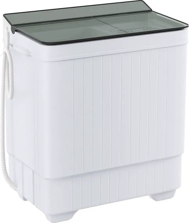 Main image of Portable Washing Machine Twin Tub 18.7 Lbs Capacity, (14.3 Lbs) and Spinner(4.4 Lbs) Combo Mini Compact Laundry Washer for Home, Apartment, Camping, RVs and Dorms, Black/White