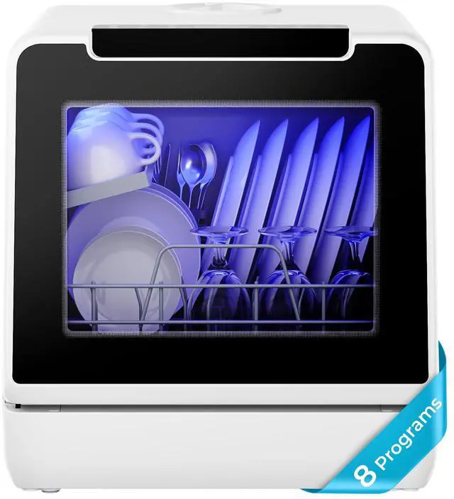 Main image of Countertop Dishwasher Portable, 8 Programs with 5L Tank, Black, 40dB | 360° Dual Spray Arms, 29-min Quick Wash, 8-Program with Child Lock and Delay Mode, 167°F, 73h Ventilation, 40dB, Time-Saving