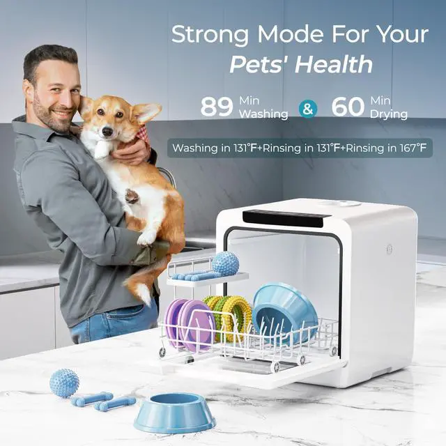 Alt view image 5 of 6 - Countertop Dishwasher Portable, 8 Programs with 5L Tank, Black, 40dB | 360° Dual Spray Arms, 29-min Quick Wash, 8-Program with Child Lock and Delay Mode, 167°F, 73h Ventilation, 40dB, Time-Saving