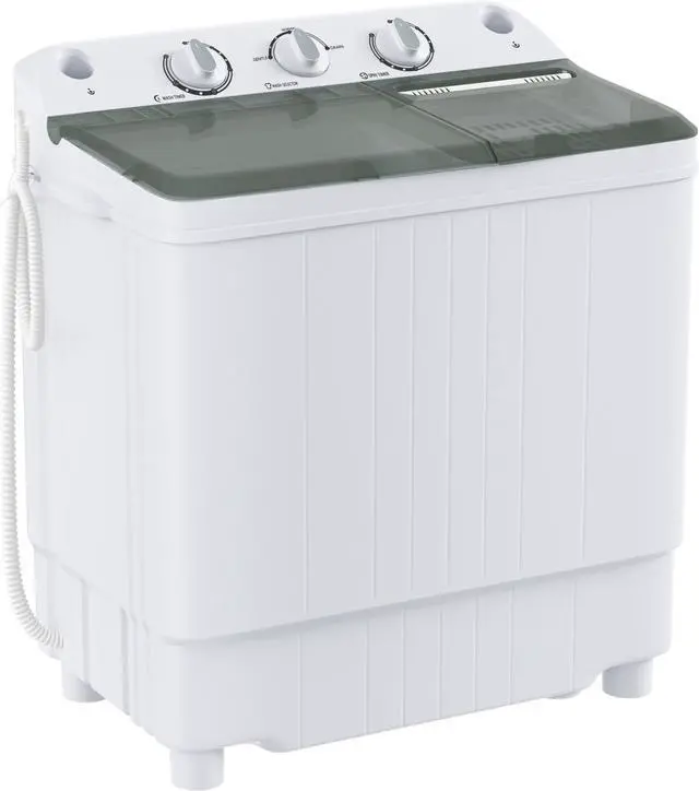 Main image of Portable Washing Machine Twin Tub 9.9 Lbs Capacity, (7.7 Lbs) and Spinner(2.2 Lbs) Combo Mini Compact Laundry Washer for Home, Apartment, Camping, RVs and Dorms, Black/White