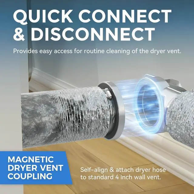 Alt view image 2 of 6 - Magnetic Dryer Vent Coupling DV90 Airtight Seal Dryer Vent Connector Kit Easy to Clean Quick Connector Including a 2.6ft 4" Duct and two Clamps