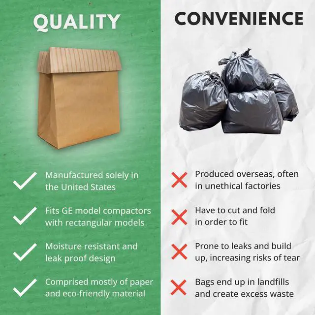 Alt view image 3 of 6 - Dano Pre-Cuffed Paper Trash Compactor Bags (50 Pack) | Heavy Duty Kitchen Garbage Compactor Bags & Liners | 16 Gallon Precuffed Garbage Bag for Compactor | Eco-Friendly Compactor & Trash Bag