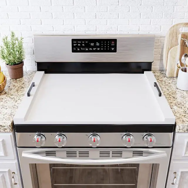 Main image of Noodle Board Stove Kitchen Cover with Handles, Top Covers for Gas Burners and Electric Stove, Oven Decor Accessories Wood Tray for Countertop, White Bamboo