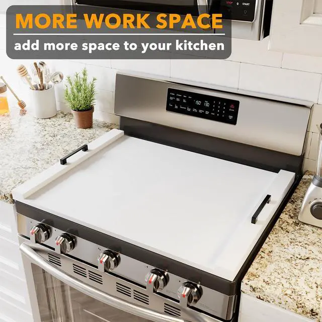 Alt view image 2 of 6 - Noodle Board Stove Kitchen Cover with Handles, Top Covers for Gas Burners and Electric Stove, Oven Decor Accessories Wood Tray for Countertop, White Bamboo