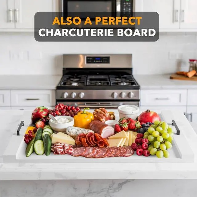 Alt view image 3 of 6 - Noodle Board Stove Kitchen Cover with Handles, Top Covers for Gas Burners and Electric Stove, Oven Decor Accessories Wood Tray for Countertop, White Bamboo
