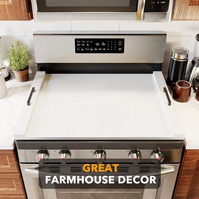 Alt view image 4 of 6 - Noodle Board Stove Kitchen Cover with Handles, Top Covers for Gas Burners and Electric Stove, Oven Decor Accessories Wood Tray for Countertop, White Bamboo