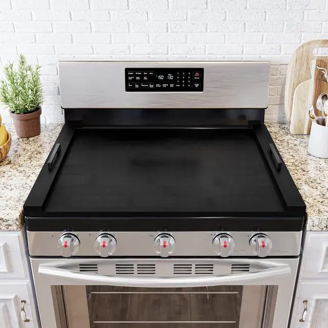 Main image of Noodle Board Stove Kitchen Cover with Handles, Top Covers for Gas Burners and Electric Stove, Oven Decor Accessories Wood Tray for Countertop, Black Bamboo