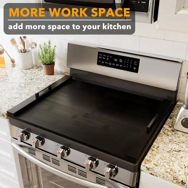 Alt view image 2 of 6 - Noodle Board Stove Kitchen Cover with Handles, Top Covers for Gas Burners and Electric Stove, Oven Decor Accessories Wood Tray for Countertop, Black Bamboo