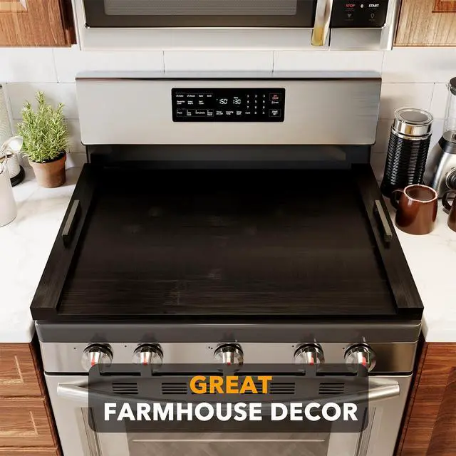 Alt view image 4 of 6 - Noodle Board Stove Kitchen Cover with Handles, Top Covers for Gas Burners and Electric Stove, Oven Decor Accessories Wood Tray for Countertop, Black Bamboo