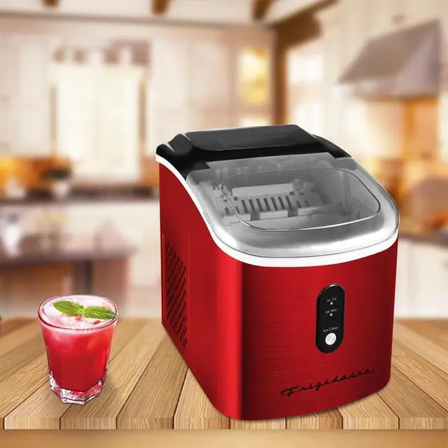 Alt view image 2 of 6 - EFIC103 Ice Maker Machine Heavy Duty, 26lb Ice per Day, Red Stainless Steel