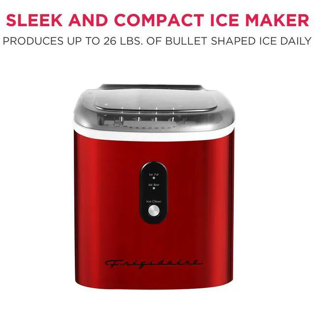 Alt view image 3 of 6 - EFIC103 Ice Maker Machine Heavy Duty, 26lb Ice per Day, Red Stainless Steel