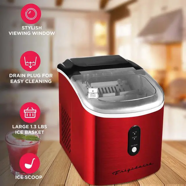 Alt view image 4 of 6 - EFIC103 Ice Maker Machine Heavy Duty, 26lb Ice per Day, Red Stainless Steel