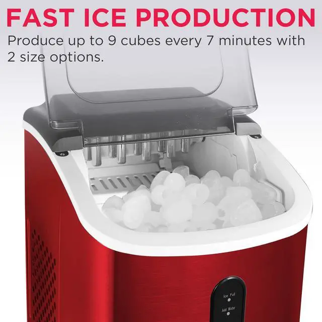 Alt view image 5 of 6 - EFIC103 Ice Maker Machine Heavy Duty, 26lb Ice per Day, Red Stainless Steel