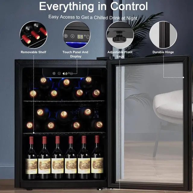 Alt view image 5 of 6 - Mini Fridge 68 Can Beverage Refrigerator Cooler with Glass Door,Adjustable Shelves & Digital Temperature for Soda Beer or beverage cooler for Home, Office Bar 1.7cu.ft