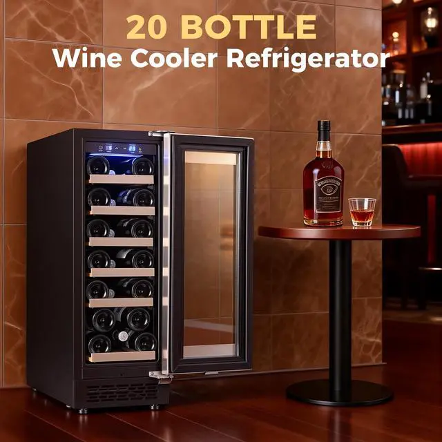 Alt view image 2 of 6 - Wine Fridge, 20 Bottles Wine Cooler Refrigerator, 41-72 Adjust Temperature Mini Fridge, Built-in Wine Refrigerator, Freestanding Beverage Refrigerator for Home, Office, Bar, Gift (Silver)