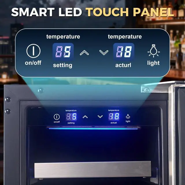 Alt view image 3 of 6 - Wine Fridge, 20 Bottles Wine Cooler Refrigerator, 41-72 Adjust Temperature Mini Fridge, Built-in Wine Refrigerator, Freestanding Beverage Refrigerator for Home, Office, Bar, Gift (Silver)