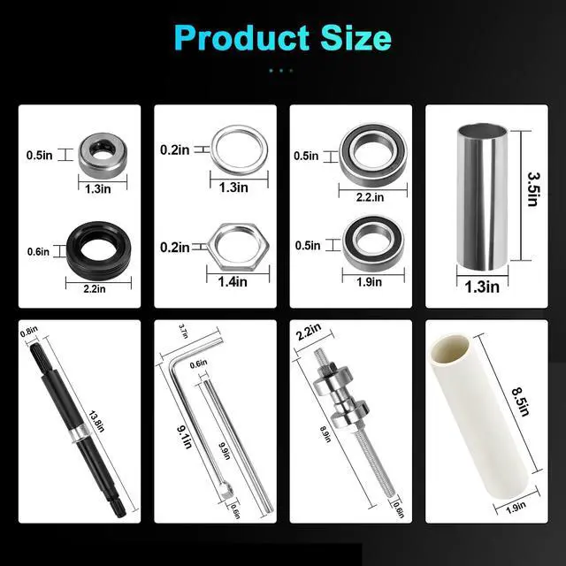Alt view image 2 of 6 - W10435302 & W10447783 Washer Bearing Tool Kit and Tub Seal | Replacement for Whirlpool Cabrio and Maytag Bravos XL Washers, Repair Noisy, Shaking, Leaking, UL/OL Error Issues