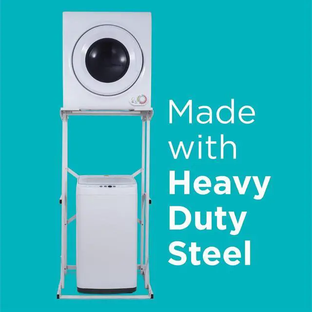 Alt view image 4 of 6 - Washer Dryer Stacking Rack Stand, BWDS, White | Compatible with Black and Decker Portable Washers and Dryers, Heavy Duty Steel, Dryer Stand with 60 lb. Weight Capacity