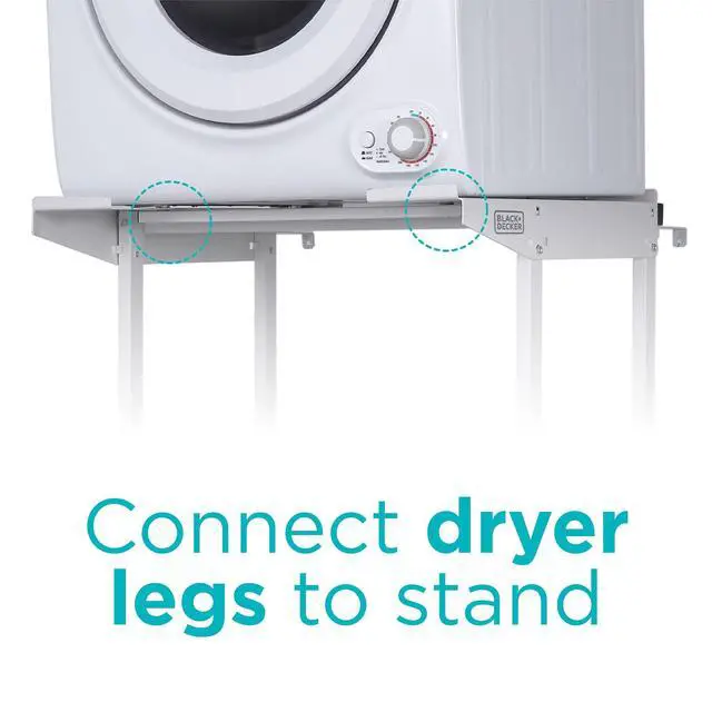 Alt view image 5 of 6 - Washer Dryer Stacking Rack Stand, BWDS, White | Compatible with Black and Decker Portable Washers and Dryers, Heavy Duty Steel, Dryer Stand with 60 lb. Weight Capacity