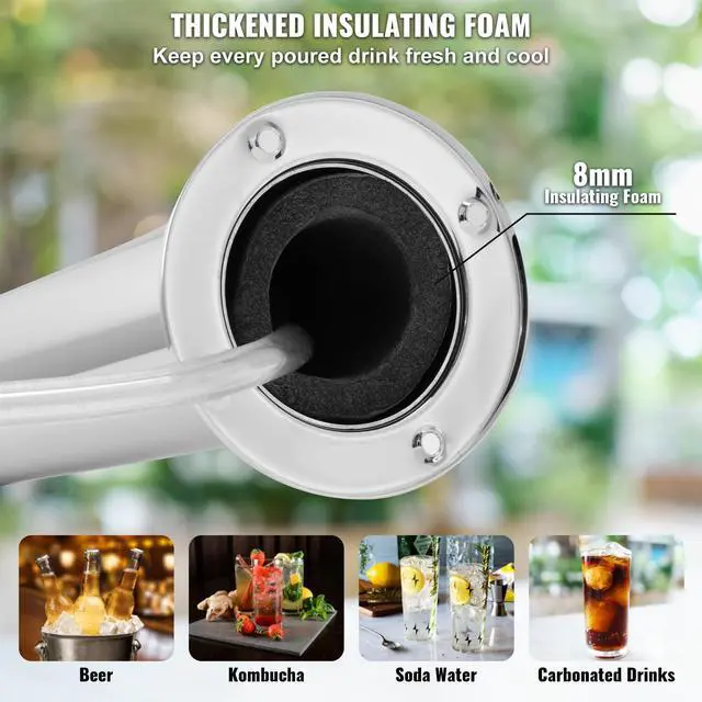Alt view image 3 of 6 - Kegerator Tower Kit, Dual Taps Beer Conversion Kit, Stainless Steel Keg Beer Tower Dispenser with Dual Gauge CGA320 Regulator & D-System Keg Coupler, Self-Closing Spring for Party Bar Home