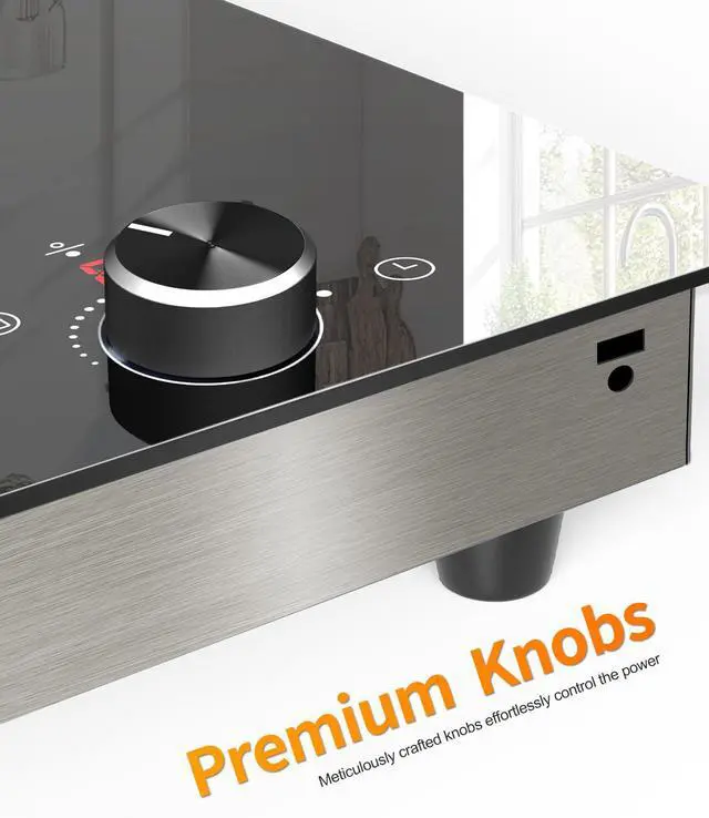 Alt view image 3 of 6 - 2 Burners Electric Cooktop 12 Inch, 1800W Knob Control Electric Stove Top Burner Hot Plate, 110V-120V Bulit-in & Countertop Ceramic Radiant Stove with Timer, Multi-Ring Control
