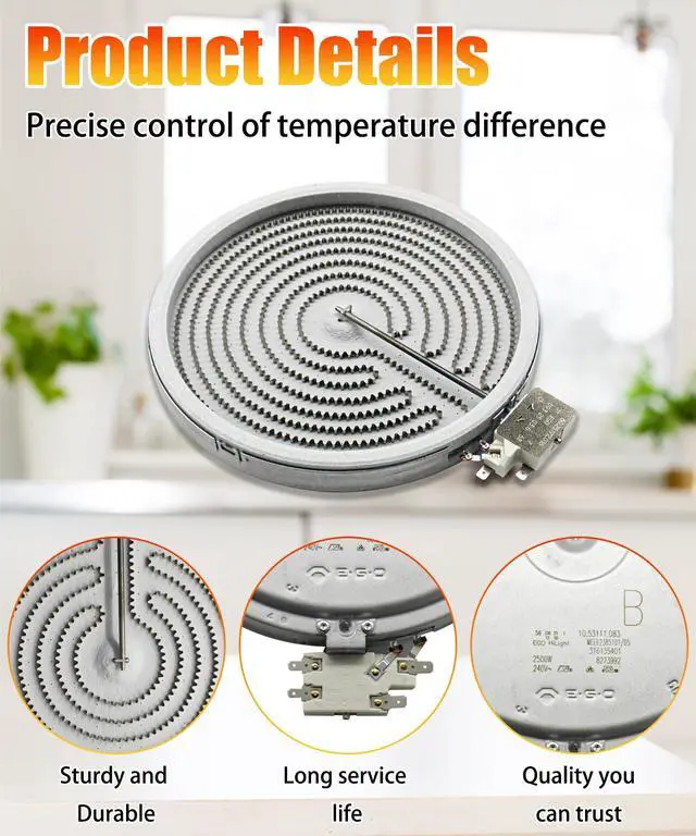 Alt view image 2 of 6 - 10" Radiant Surface Heating Element 2500watt OEM Replaces MEE62385101 | Fits For LG Range/Stove/Ovens