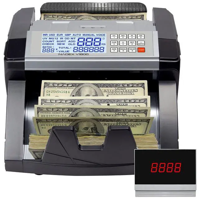 Alt view image 4 of 6 - V1800 Money Counter - Color Coded Dual TFT Display - Professional Grade Accurate Fast Bill Counting with UV/MG/IR Counterfeit Detection - Counts 1000 Notes/Min