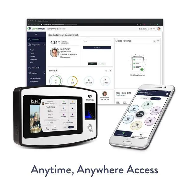 Alt view image 3 of 6 - CloudPunch Time Clock for Employees Small Business Biometric Fingerprint Time Clock System with Proximity Card Reader and PIN Punching, Ideal Clock in Machine for Employees