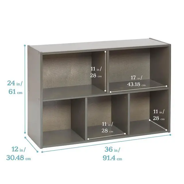 Alt view image 3 of 6 - Streamline 5-Compartment Single-Sided Storage Cabinet, 24in, Kids Furniture, Grey Wash