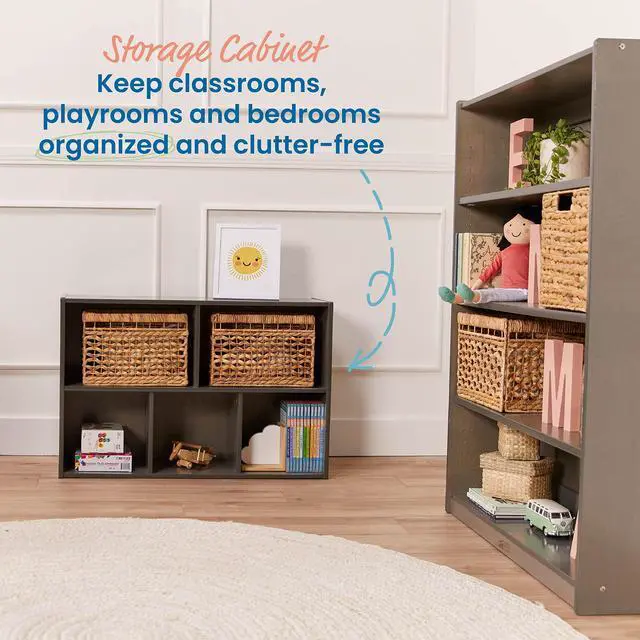 Alt view image 4 of 6 - Streamline 5-Compartment Single-Sided Storage Cabinet, 24in, Kids Furniture, Grey Wash