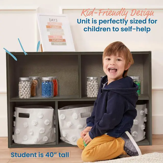 Alt view image 5 of 6 - Streamline 5-Compartment Single-Sided Storage Cabinet, 24in, Kids Furniture, Grey Wash