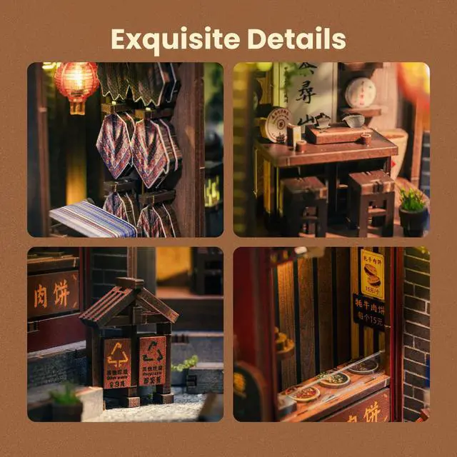 Alt view image 6 of 6 - Lijiang Ancient Town DIY 3D Wooden Booknook for Adults, Teens and Book Lovers, Bookshelf Insert Library Decor, Creative Gift for Family, Friends, and Elderly