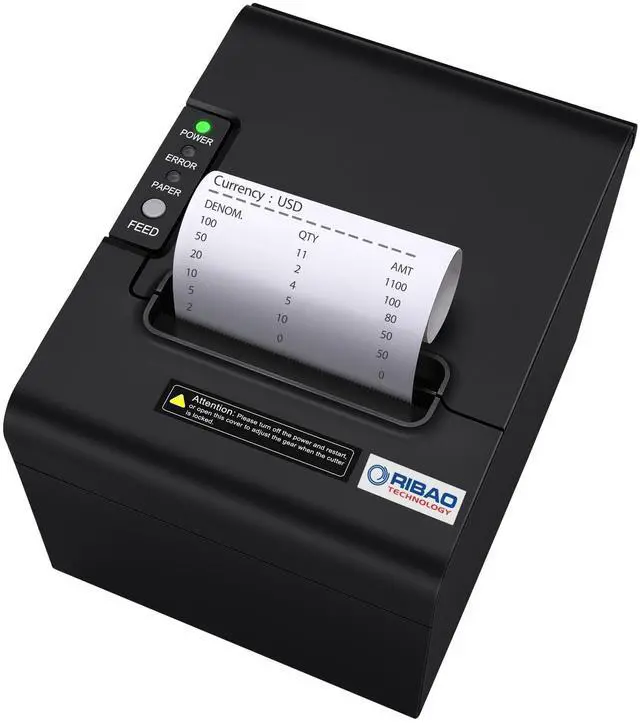 Main image of RIBAO Thermal 80mm POS Printer Receipt Printer Connect Cash Registers Cash Drawer, BC-55 BC-40 BCS-160 Mixed Bill Money Counter RS232 Cashbox Interface,Windows/Mac/Linux