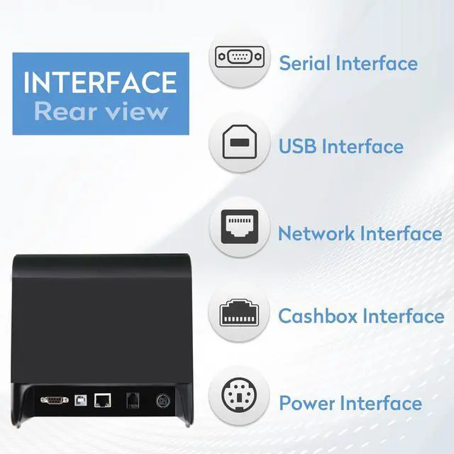 Alt view image 2 of 6 - RIBAO Thermal 80mm POS Printer Receipt Printer Connect Cash Registers Cash Drawer, BC-55 BC-40 BCS-160 Mixed Bill Money Counter RS232 Cashbox Interface,Windows/Mac/Linux