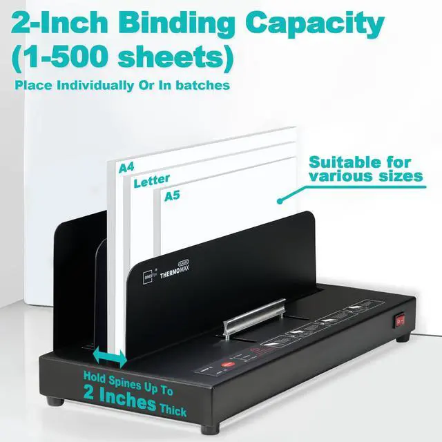 Alt view image 2 of 6 - Thermal Binding Machine, 500 Sheet Capacity, No Assembly Required | Universal Thermal Binding Machine, Medium Duty,110V Heating, for A4/A5/Letter Documents, with 30 Pcs Thermal Binding Covers
